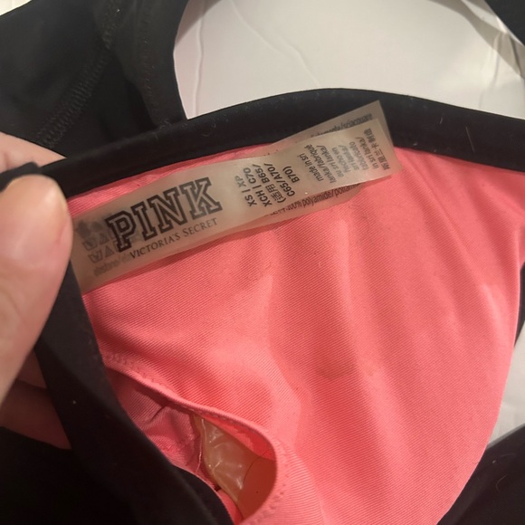 VINTAGE Victoria's Secret PINK Black Wrap Bikini Top & Aerie Striped Bottom XS - Picture 10 of 10